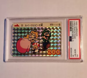 1989 Bandai Carddass Super Mario Bros. 3 Luigi Peach Toad RC Prism PSA 10 Pop 3 - Picture 1 of 3