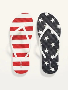 NWT Old Navy Patriotic Stars & Stripes USA Flag Flip Flops Thong Sandals Women 7 - Picture 1 of 1