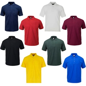 MENS ACTIVE PIQUE POLO T SHIRT GOLF SPORTS WORK LEISURE COLLAR PLAIN SUMMER TOP - Picture 1 of 32