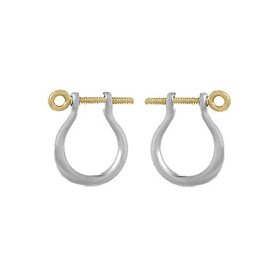 925 Sterling Silver Mariners Shackle Link Screw Earring, 14k Gold 1mm Thick Post - Image 1 of 4
