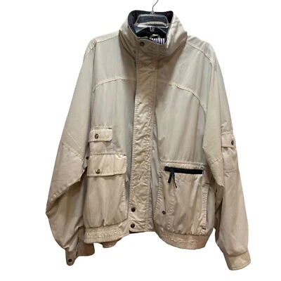 Chaqueta de bombardero Towncraft XL beige de colección para hombre dobladillo elástico múltiples bolsillos capucha Foto 1 de 4