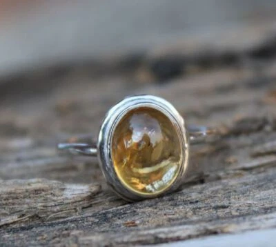 Natural Citrine Oval Gemstone Ring 925 Sterling Silver Ring, Best Gif Ring - Image 1 of 4