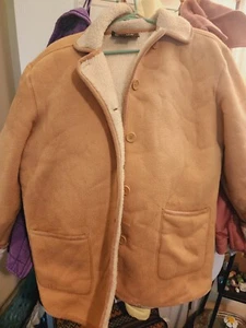 Vtg Fuda FU DA Womens Coat Jacket Faux Suede and Sherpa Fleece Medium - Picture 1 of 10