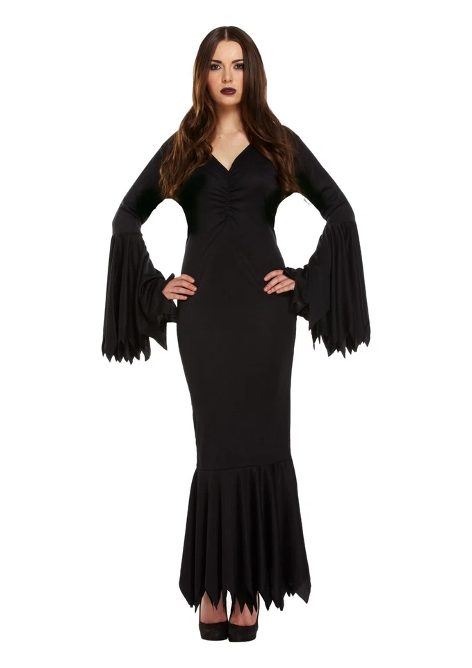 Vampirin Damen Halloween Kostüm Outfit Damen Morticia Vampir Kostüm
