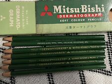 Mitsubishi Pencil DERMATOGRAPH 7600 6 Green 7 Pencils RARE VINTAGE JAPAN