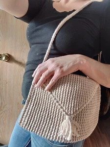 Handmade Women's Crochet Shoulder Bag - Picture 1 of 2