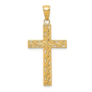 14k Yellow Gold Rope Cross Pendant Gift For Women - Picture 1 of 4