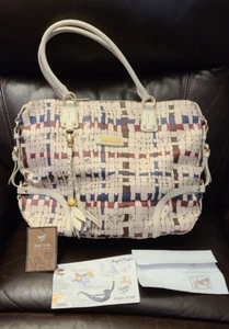 Authentic Piero Guidi Leather Intreccio Briguitte bag Art Satchel LARGE TOTE EUC - Picture 1 of 24