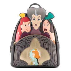 Neu mit Etikett Loungefly Disney Villains Szene böse Stiefmutter Stiefschwestern Mini Rucksack - Bild 1 von 4