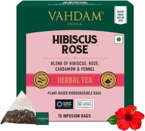 Herbal Hibiscus Rose Pyramid Tea Bags 15 Pack - Picture 1 of 12