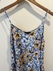 New Look Playsut Size 10 Blue Floral Sleeveless Belted Beach Holiday Summer