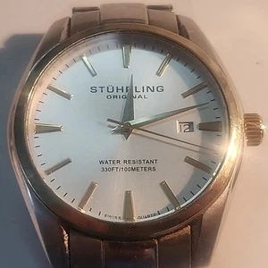 STUHRLING MEN'S QUARTZ SWISS WATCH (42MM) NEW BATTERY WORKS GREAT - Picture 1 of 7