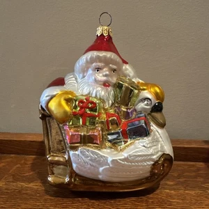 Kurt Adler Polonaise Weihnachtsmann auf Gänseschlitten GP479 mundgeblasenes Glas Weihnachtsschmuck - Bild 1 von 19