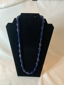 NWT Vintage Ahbra Cale Genuine Lucite Blue & Gold  Bead Necklace 12” - Picture 1 of 5