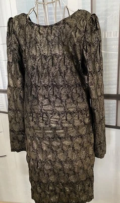 Abendkleid  Gold -Schwarz  Gr.L  92 cm. lang tiefer Ausschnitt  am Rückenteil - Bild 1 von 3