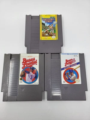 Vintage Nintendo Lot of 3 NES Bases Loaded 1 - 2 Baseball Stars Lot  - Image 1 of 4