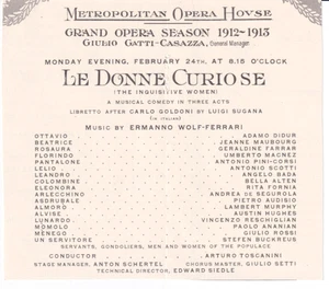 3 unusual program pages for ARTURO TOSCANINI conducted operas Met Opera 1910-13 - Picture 1 of 3