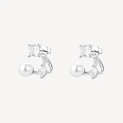 BROSWAY FANCY ORECCHINI A LOBO CON PERLE E ZIRCONI IN ARGENTO 925 FIW174 - Immagine 1 di 4