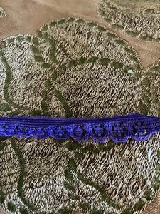 Blue Embroidered Trim Ribbon – 1/2" Wide-217'' - Picture 1 of 4