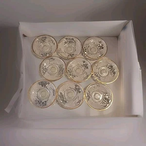 Frosted Tea Plates SOGA Japan Small 5" Dishes Floral Serving Candy - 9 Plates - Picture 1 of 7