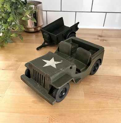 Jeep Willys del Ejército de Estados Unidos Marx Jeep y remolque juguete de colección años 60 plástico EE. UU. - COMO ESTÁ Foto 1 de 4