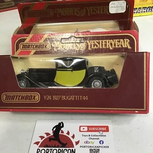 MATCHBOX MODELS YESTERYEAR MOY Y24 BLACK YELLOW 1927 BUGATTI T44 CLASSIC 1/43 - Picture 1 of 5