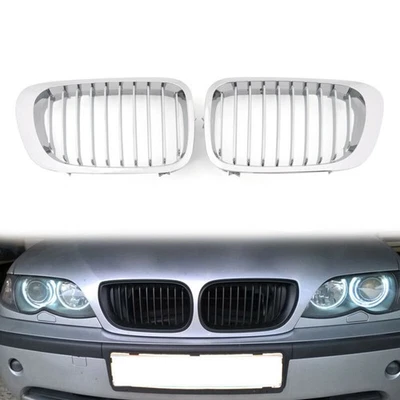 Front Fence Grill Grille ABS Chrome Mesh For BMW E46 2D 1998-2001 3 Series A.U - image 1 of 4