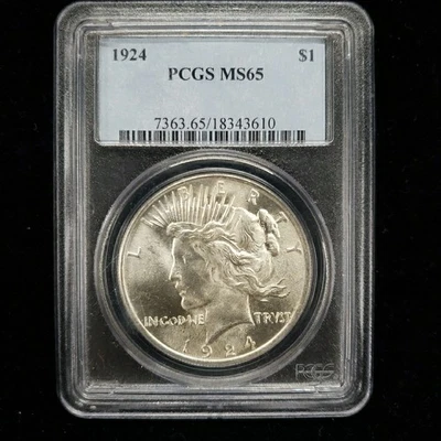1924 $1 Peace Dollar PCGS MS65 – Premium Silver Coin, Strong Eye Appeal - Image 1 of 4