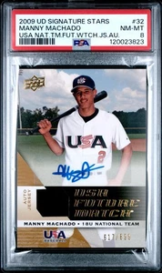2009 Upper Deck Signature Stars Jersey Autographs Manny Machado #/899 PSA 8 - Picture 1 of 2
