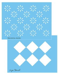 Colonial 2 pc Stencil Starburst Diamond Folk Art Country French Floor Cloth Sign - Picture 1 of 7