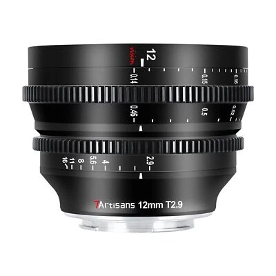 7Artisans 12mm T2.9 Wide APS-C Cinema Lens for Fuji Sony Nikon Canon M43 Leica L - Image 1 of 4