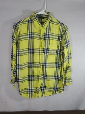 GAP Kids Flannel Button Up Shirt Yellow Plaid Boys Size XL (12 ) Husky   - Image 1 of 4