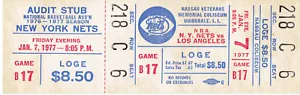Jan. 7, 1977 NBA LA Lakers @ NY NETS FULL BASKETBALL TICKET - 1st yr of merger - Picture 1 of 2