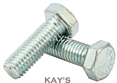 UNC HEXAGON SET SCREWS FULLY THREADED BOLTS ZINC PLATED 1/4 5/16 3/8 7/16 1/2"  - Image 1 of 2