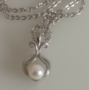 Vintage Dainty 800 Silver and Pearl  Pendant - Necklace
