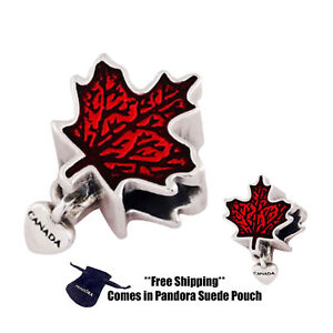 Authentic Pandora Sterling Silver Charm 797207EN07	Canada Red Maple Leaf