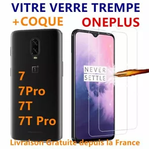 OnePlus 1+ Film Verre trempé + Coque De Protection Gel OnePlus 7 /7 Pro/7T Pro - Photo 1/12