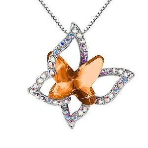 Nmdmisc Butterfly Birthstone Crystal Necklace - Silver Tone with 18"+2" Chain - - Picture 1 of 3