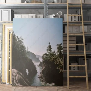 Oregon Coast Forest Ocean Beach Trees Landscapes Canvas Print Wall Art - Picture 1 of 5