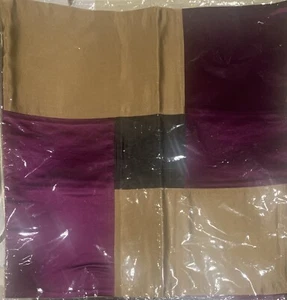 Copricuscino in raso viola, nero, oro - quadrato 17 x 17 - chiusura cerniera nuovo con etichette - Foto 1 di 4