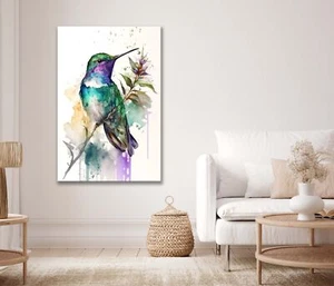 Hummingbird Perched on Branch Art Unframed or Poster Print Wall Art - Picture 1 of 2