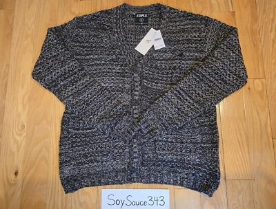 NEW MEN'S STAPLE PIGEON LOGO MELANGE CARDIGAN BROWN SIZE SMALL - Image 1 of 4