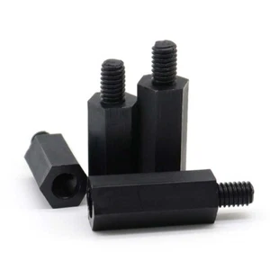 Black Plastic Nylon Threaded Hex Standoffs Spacers Pillars M2 M2.5 M3 M4 M5 M6 - Picture 1 of 11