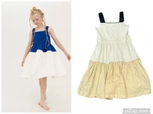 Girl The Middle Daughter Strap Line Sun dress Beige Cream Colorblock Flare 13-14 - Picture 1 of 10
