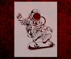 Skateboarding Astronaut Stencil Template Reusable 8.5 x 11 Inches for Painting - Picture 1 of 3
