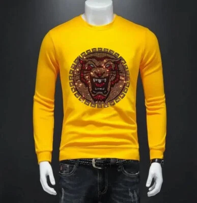Nueva Moda Estrás Lujo Tigre Hombres Sudadera con Capucha Pullover Invierno Invierno Sudadera Foto 1 de 4