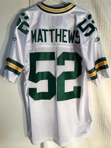Reebok Authentic NFL Jersey Green Bay Packers Clay Matthews White sz 54 Cover