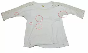Little Yellow Button Anthropologie Blouse Women's Size Small S White 1/2 Sleeve - Picture 1 of 12