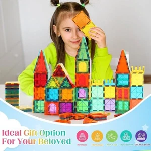 Magnetic Tiles,104PCS Magnetic Building Tiles for Kids, Kids Boys and Girls - Picture 1 of 7