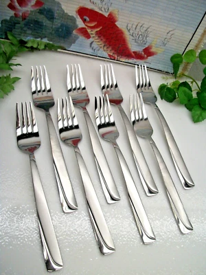 8   Oneida   MADELINE   Stainless Steel   Frosted Satin  Salad or Dessert Forks - Image 1 of 4